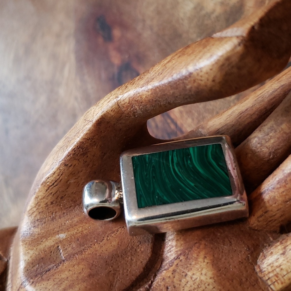 Vintage Mexican Sterling Silver Malachite Pendant